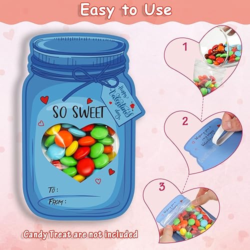 Miniatura 4 de Paquete de 40 tarjetas para el día de San Valentín para niños, tarros coloridos, tarjetas de feliz San Valentín para niños, regalos únicos de San