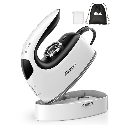 Sundu Mini Travel Iron with Steam,1000W Portable Non-Stick Soleplate Steam Small Iron for Quilting & Sewing,300 Microsteam Holes,90ml Water Tank,Lockable Safety Base,Digital Temperature Control