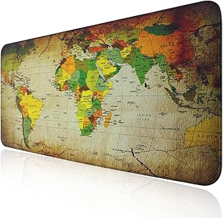 ProElife Extend Mouse Pad Mat Gaming 700mm x 300 mm Large Cloth Mousepad with Non-slip Rubber Base and Overlock Stitch Edge for Home Office School Gaming Laptop Computer Mouse Desk (World Map 1, XL)