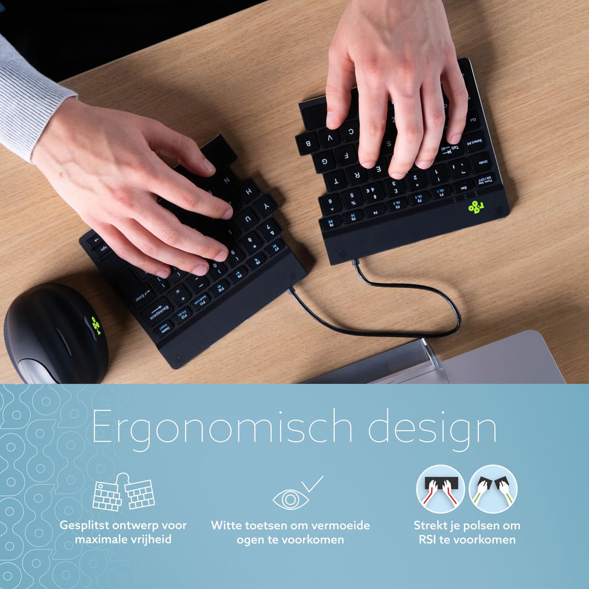 R-Go Tools Clavier ergonomique R-Go Split Break avec logiciel de pause, clavier ergonomique divisé, QWERTZ (DE),