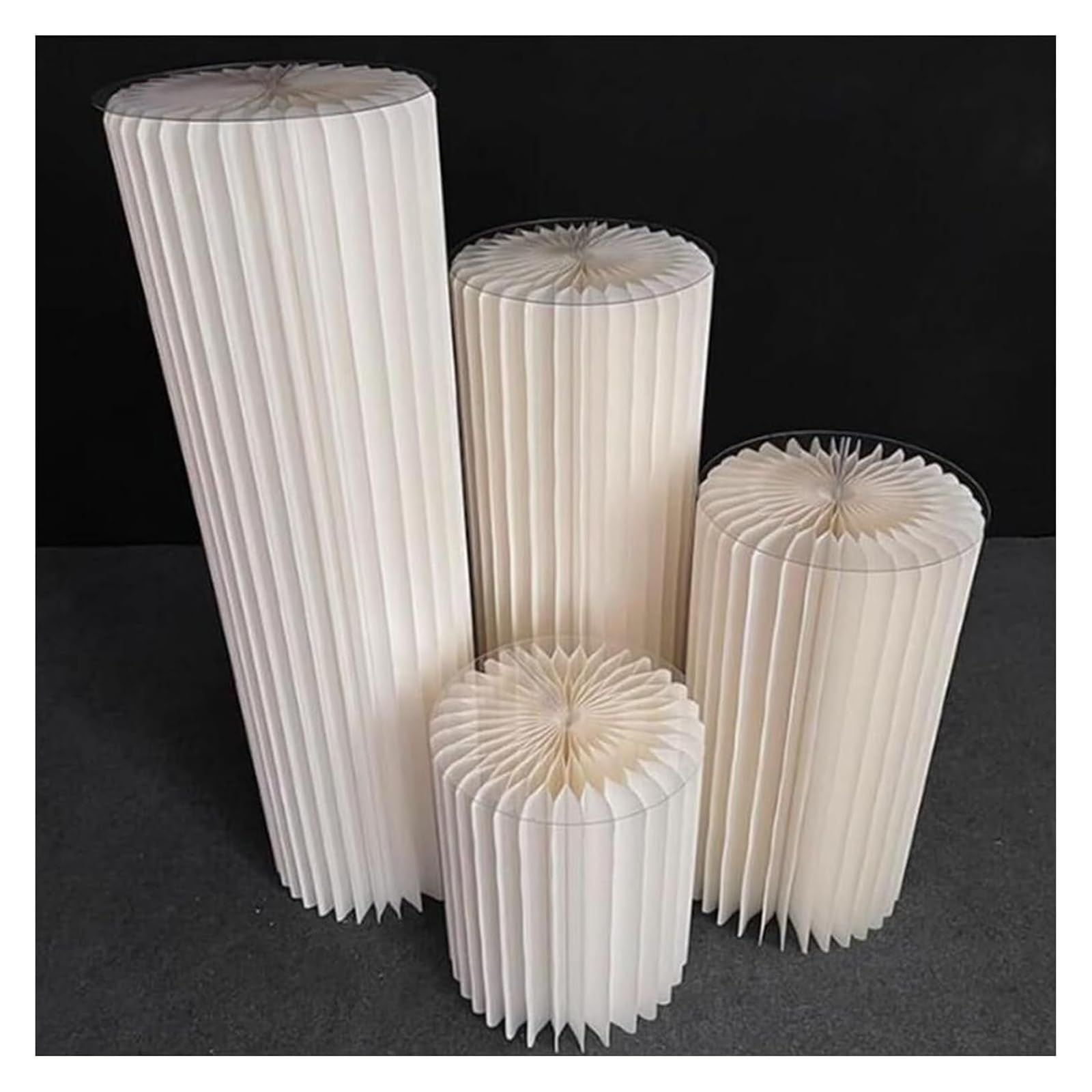 CXGfdghD plinth， Foldable Display Pedestals Stand With Acrylic Plate, Wedding Centerpiece Cardboard Roman Pillar 30cm(Beige)