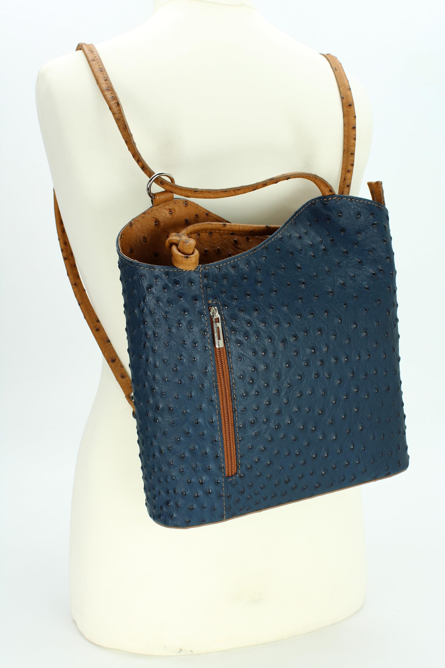 Belli italienische Ledertasche Backpack Classic 2in1 Damen Rucksack Leder Handtasche made in italy Schultertasche - 28x28x8 cm (B x H x T)