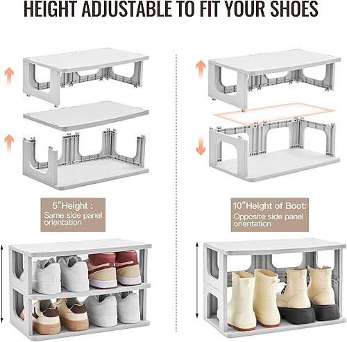 Miniatura 5 de TRZZ Zapatero pequeño de 7 niveles, organizador vertical estrecho apilable con partición extraíble, almacenamiento eficiente de zapatos para