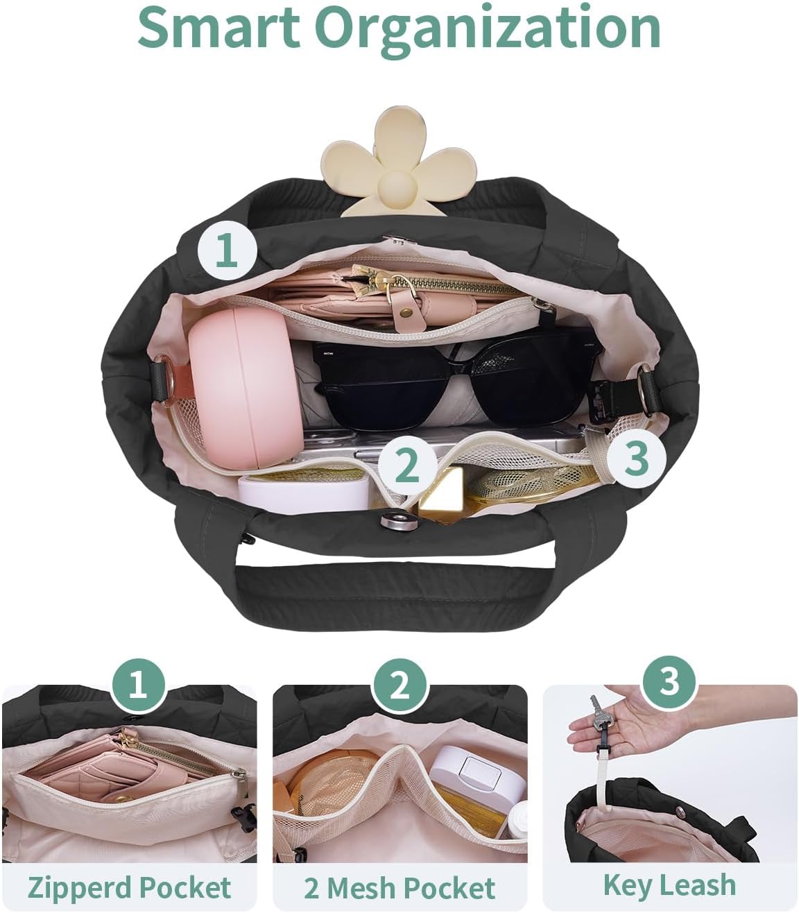 WANDF Small Tote Bags for Women, Lightweight Travel Purse Crossbody Bags, Casual Handbag Hobo Bag for Everyday Use and Work - Image 5