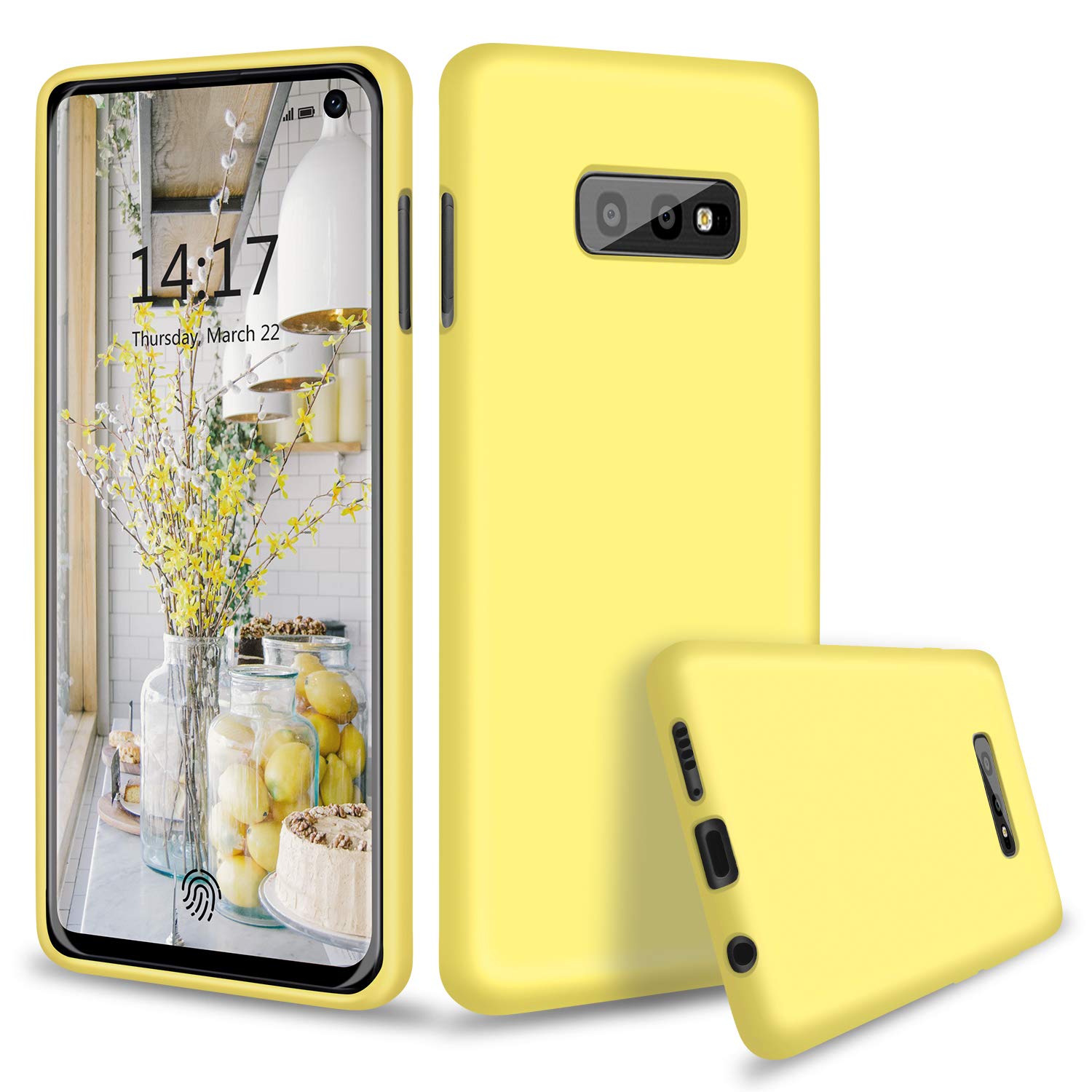 ABITKU Galaxy S10e Case Silicone, Slim Liquid Silicone Gel Rubber Shockproof Case Soft Microfiber Cloth Lining Cushion Compatible with Samsung Galaxy S10e 5.8 inch 2019 (Yellow)