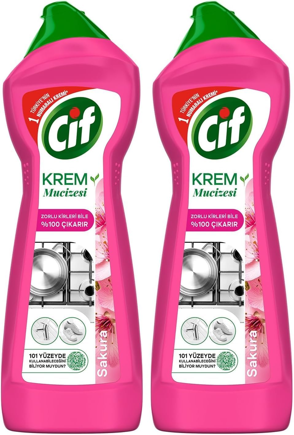 Cif Krem Mucizesi Sakura Parfümlü Yüzey Temizleyici 750 ml 2li paket
