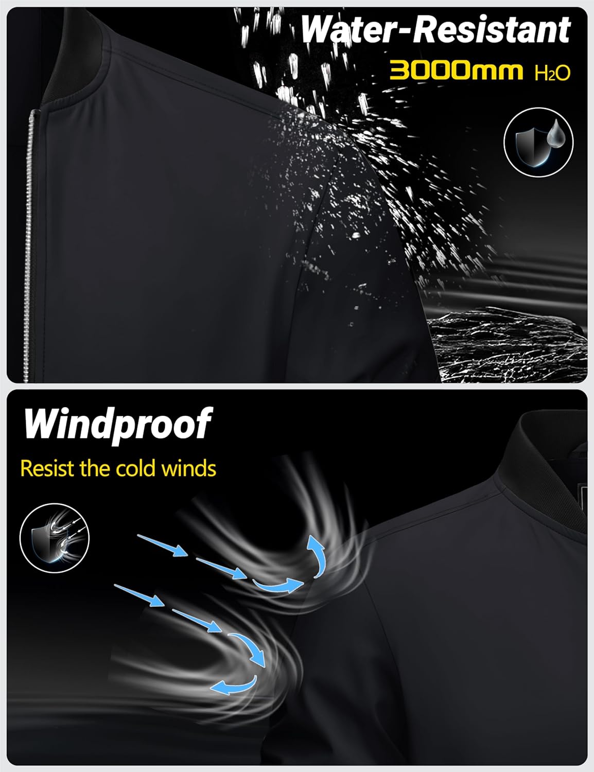 Cotrasen Men's Bomber Jacket Fall Winter Warm Windbreaker Full Zip Windproof Casual Padded Coats - Image 4