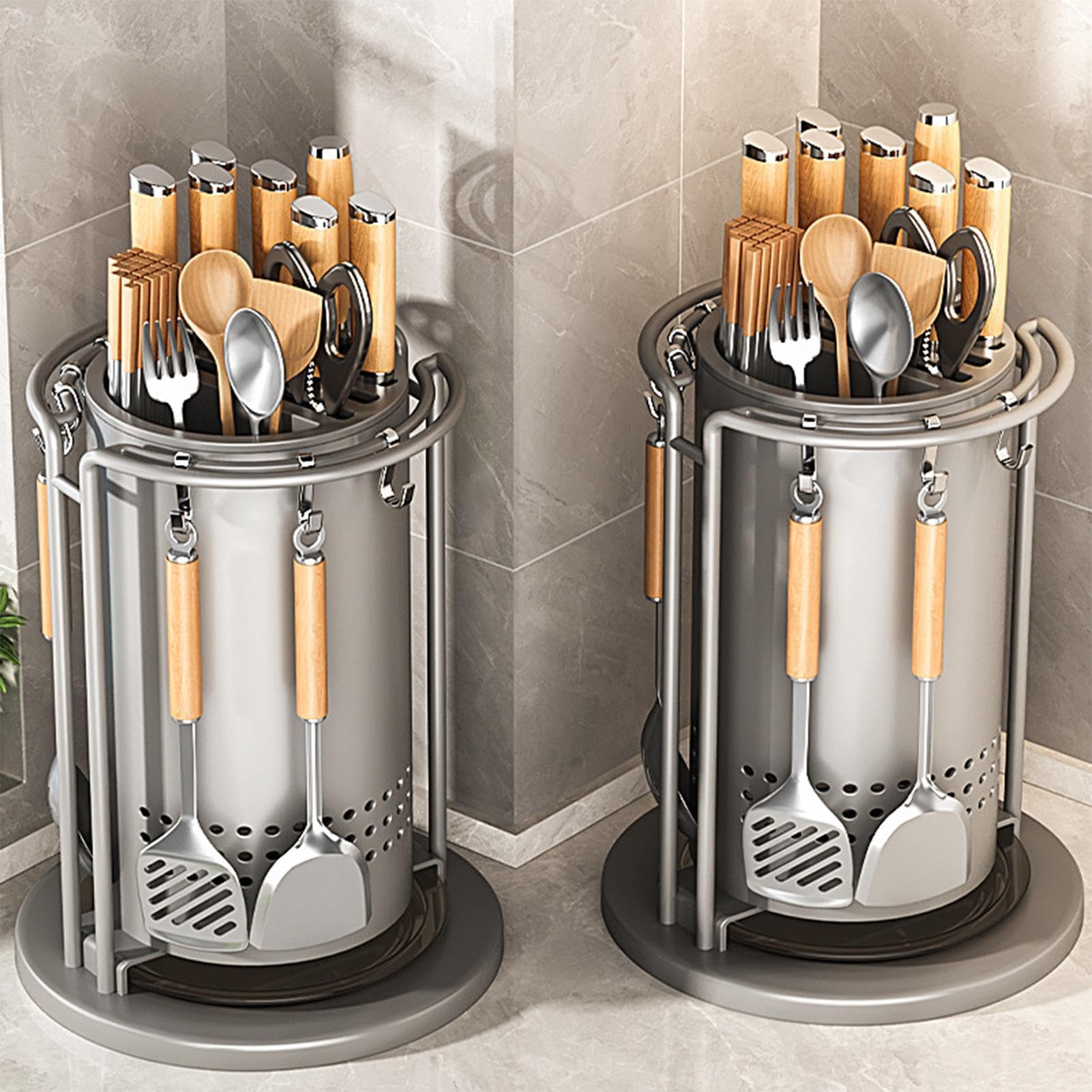 Support rotatif pour coupe-cuisine | Support de rangement rotatif pour argenterie | Organisateur d'ustensiles de cuisine | Support de rangement pour spatule rotatif, support pour coupe-cuisine avec cr | argenterie | Organisateur d'ustensiles de cuisine |