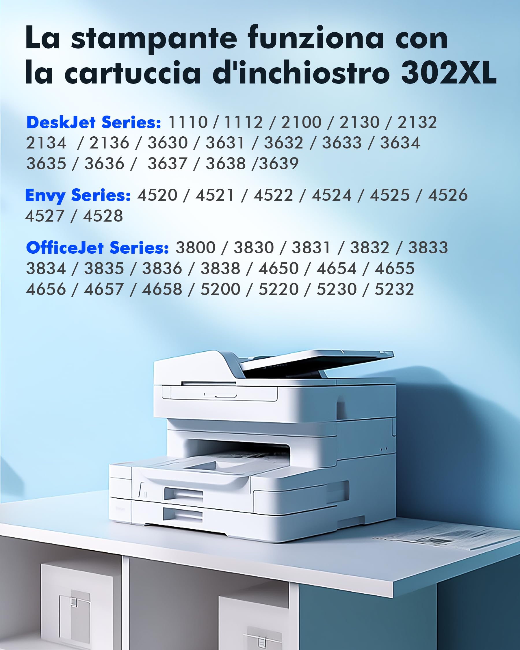 Heroil 302 XL 302XL Cartucce d'inchiostro Sostituzione per HP 302 nero e colore per HP Envy 4520 4522 4525 Officejet 3830 3834 4650 4652 DeskJet 1110 2130 3630 3632 3634 3636 (2-Pack)