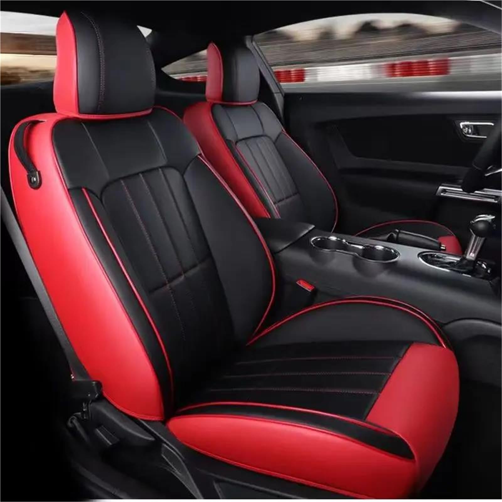 Van Seat Covers Full Set Custom Car Seat Covers Interior Accessories For For Mustang Convertible 2015-2020 2021 2022 2023 2024(Black Red)