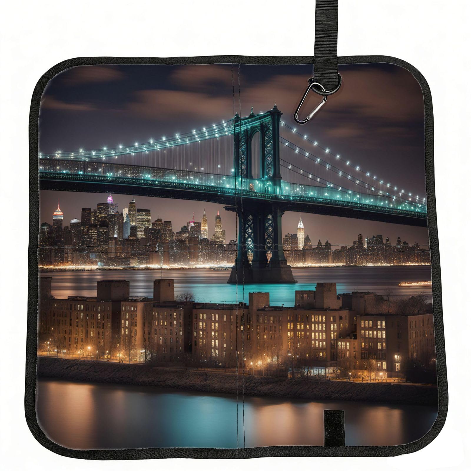 AYYQWE New York Manhattan Bridge Night Print Foldable Seat Cushion Portable Chair Pad Office Commuting Picnic Camping Outdoor