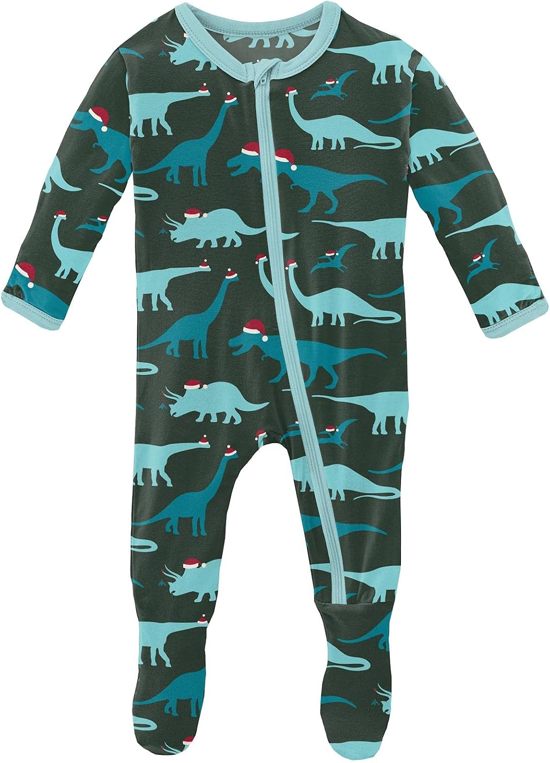 KicKee Print Footies with Zipper, Super Soft One-Piece Jammies, Vintage Seasons Winter Celebrations