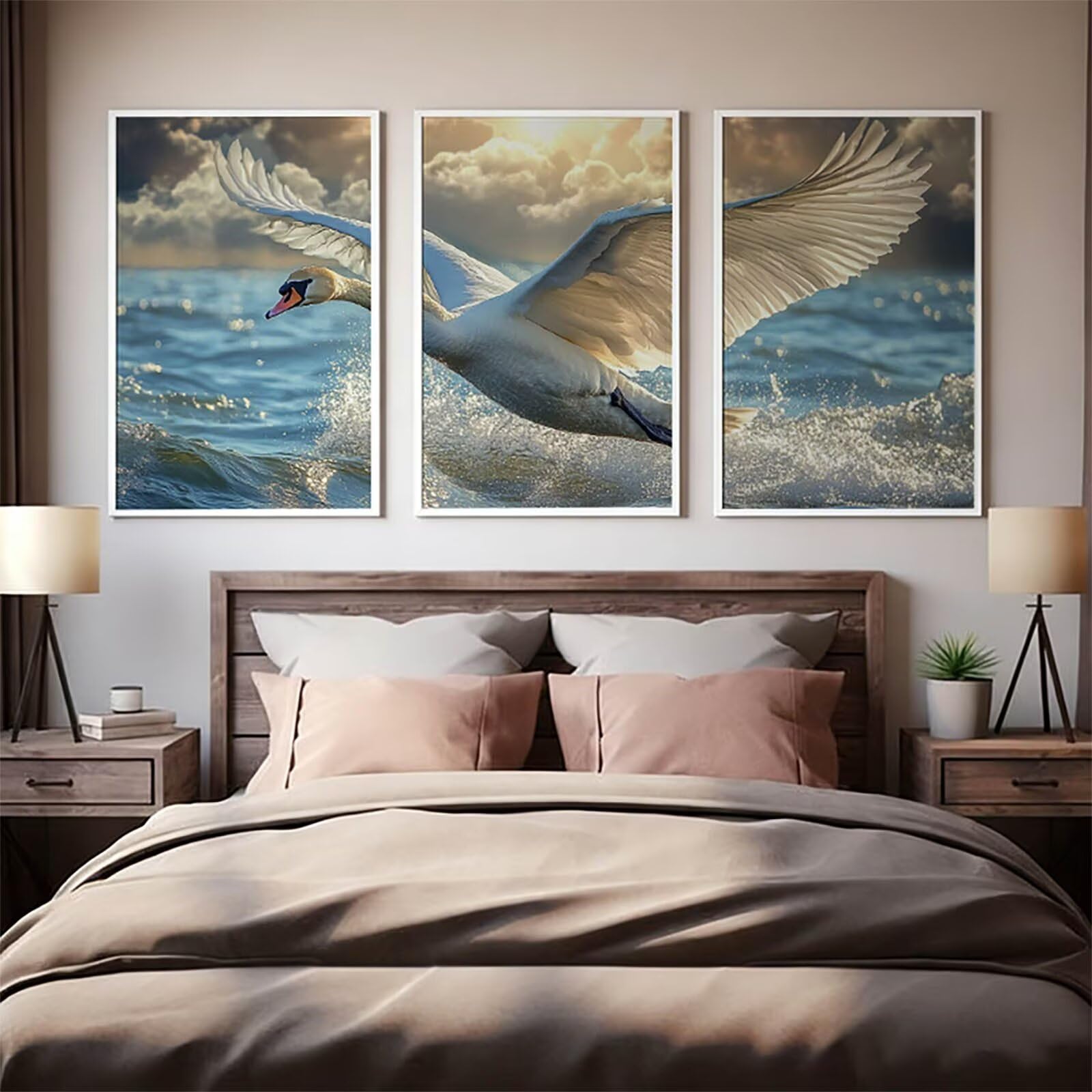 3 Pezzi Diamond Painting per Adulti Cigno 5D Diamond Painting Crystal Art Ricamo Quadrato Ala per Principianti Adulti, Arredamento per la Casa Decorazioni da Parete 50x75cm a-6497