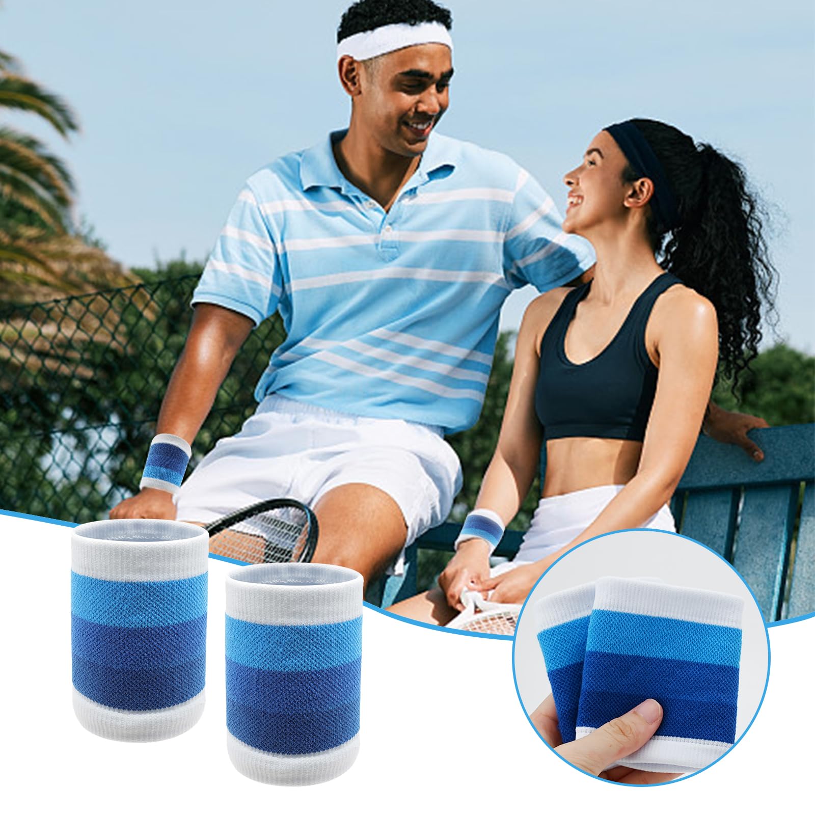 2 Bracelets De Sport Épaissis - Wristbands Absorbants Transpiration - Yoga/Gym/Basket