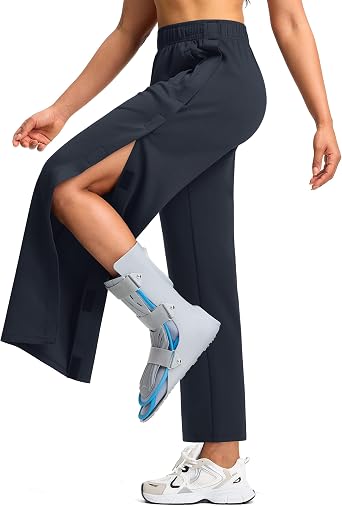 ISEEGZ Tear Away Pants for Women Loose Side Full Open Sweatpants Pockets Breakaway Pant Post Surgery Adaptive Clothing