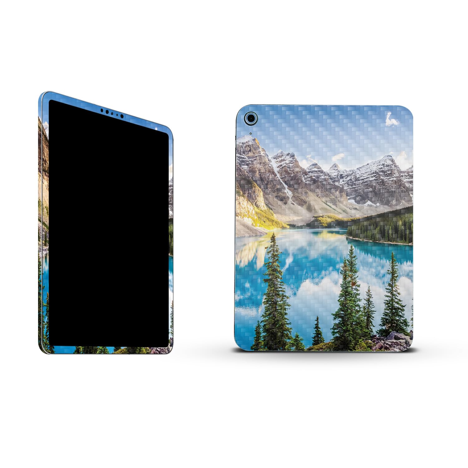 MightySkins Carbon Fiber Skin Compatible with Apple iPad 10.9" 10th Gen (2022) Full Wrap Kit - Mountain Lake | Protective, Durable Textured Carbon Fiber Finish | Easy to Apply | Made in The USA