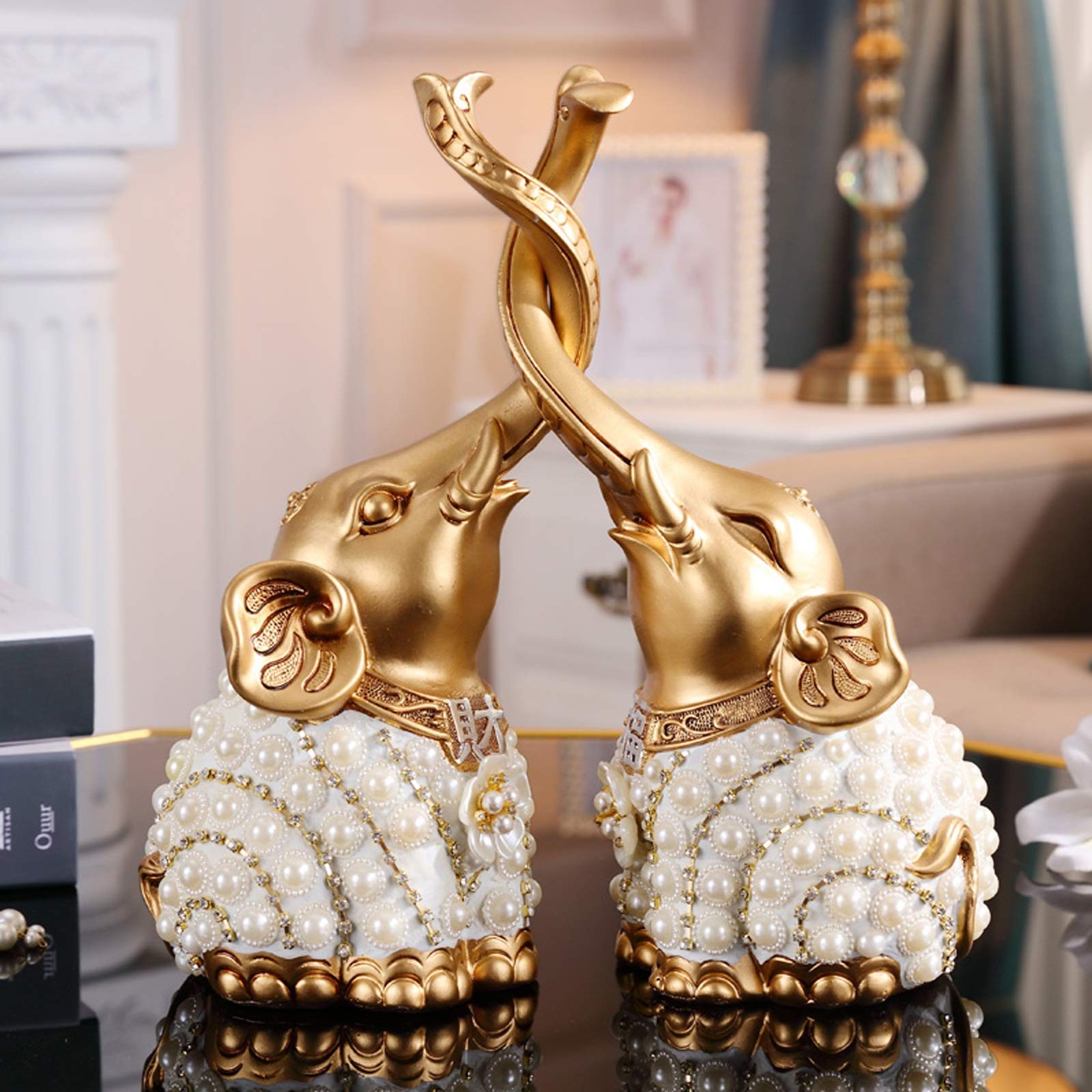 Wystrój domu Strona główna Biurko Ozdoby Ślubne Dekoracje Piękny Słoń Żywica Rodzina Słonie Statua Zwierząt Figurka Home Office Feng Shui Decor Collection Prezent Dekoracja pulpitu
