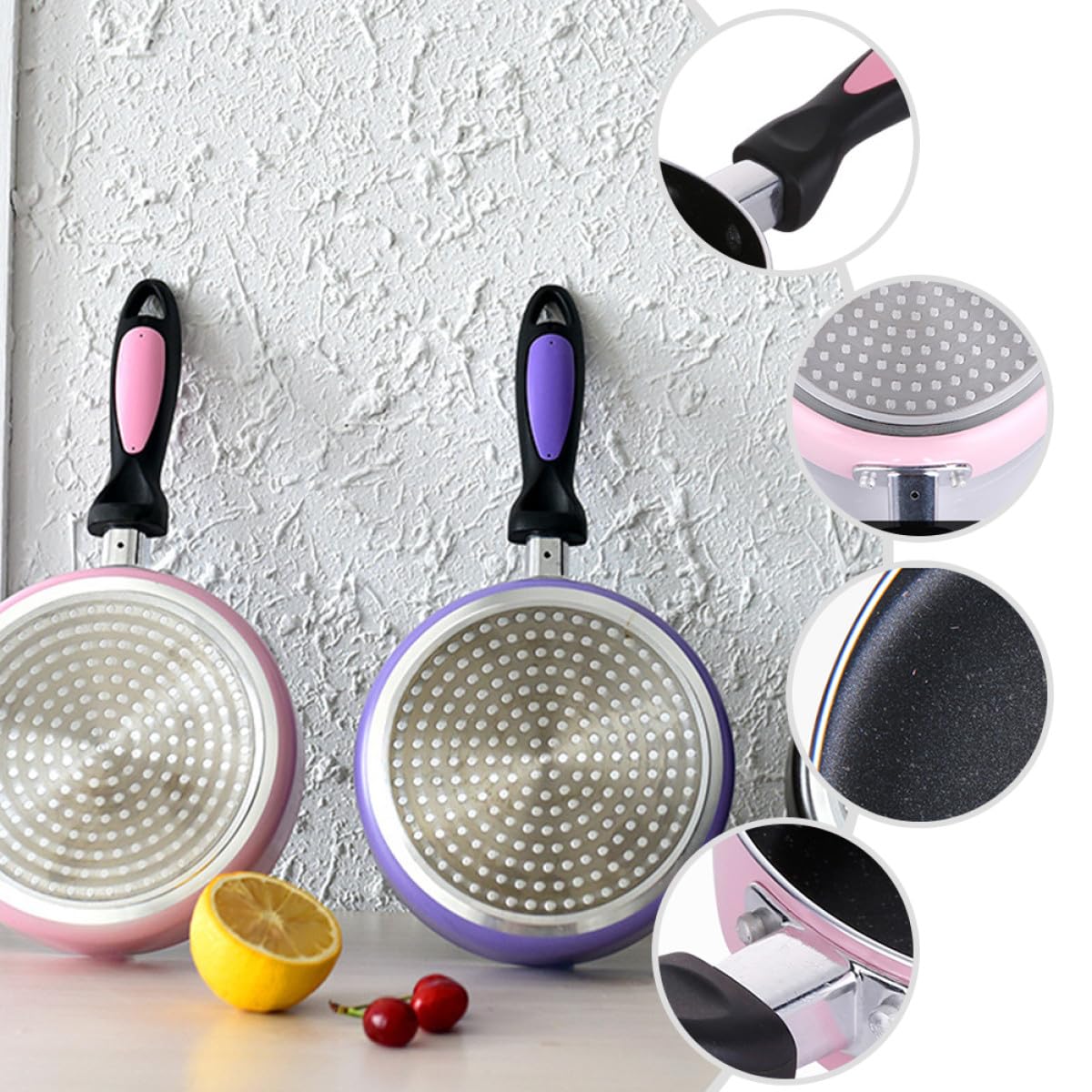 Antihaftpfanne 16cm Pink Induktionsherd Universalpfanne mit Marmorbeschichtung Eier und Pfannkuchenpfanne für Gas und Induktionsherde