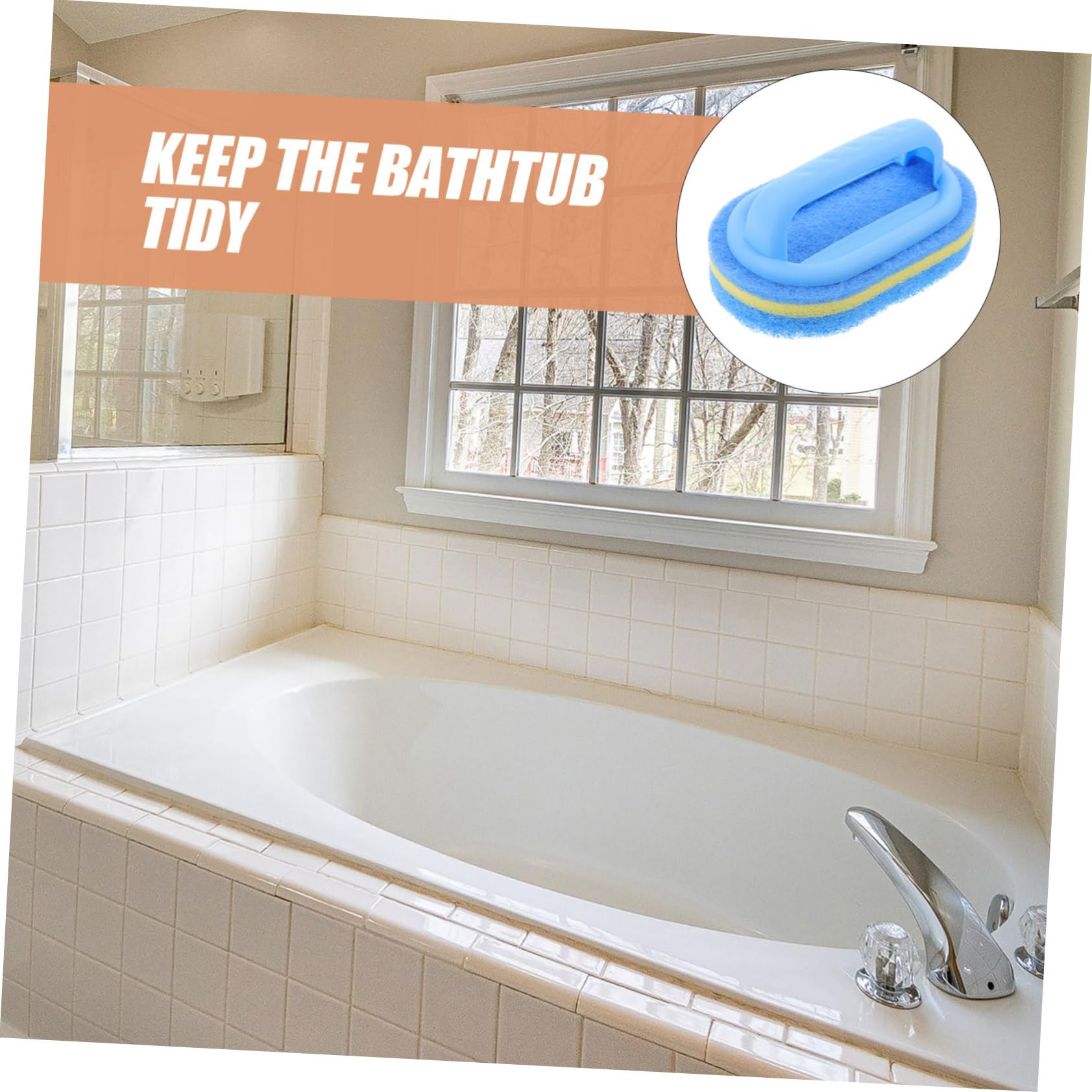 BESTYASH Cepillo De Esponja Hundir Teja Limpieza para Bañera Baño Ducha Pincel Depuración Largo Baldosas Limpiador Fregar Esponja Cepillo Cocina PD Azul 2 Piezas X 4