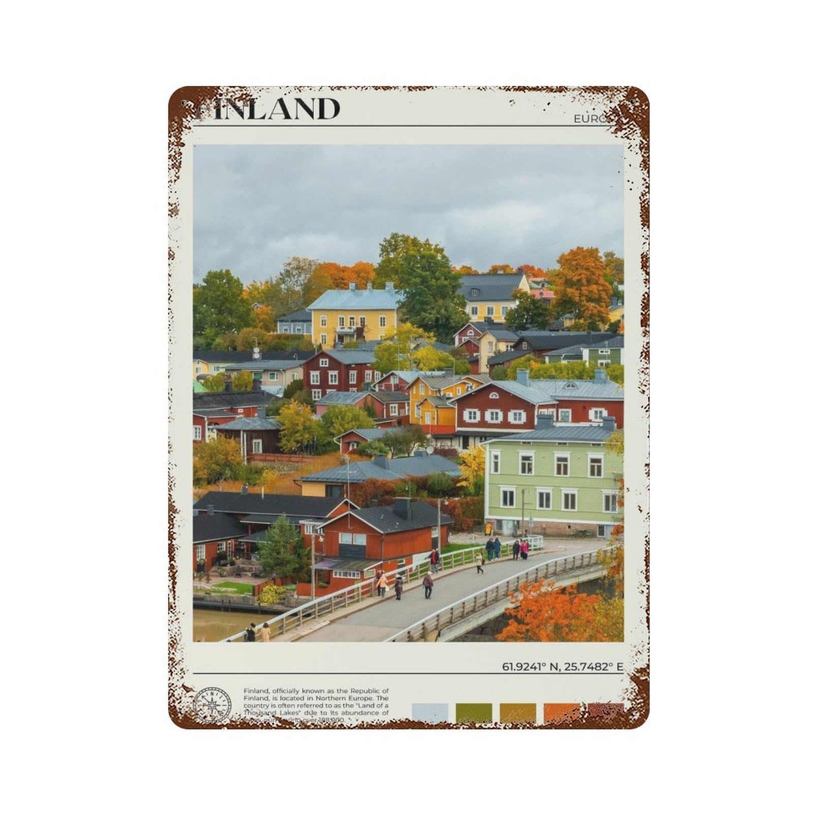 xiaoxiaoshen Real Photo Finland Decor Europe Wall Decor Art Metal Tin Poster Modern Home Decor Art Home Bar Shop Decorations Vintage Sign 40x30cm