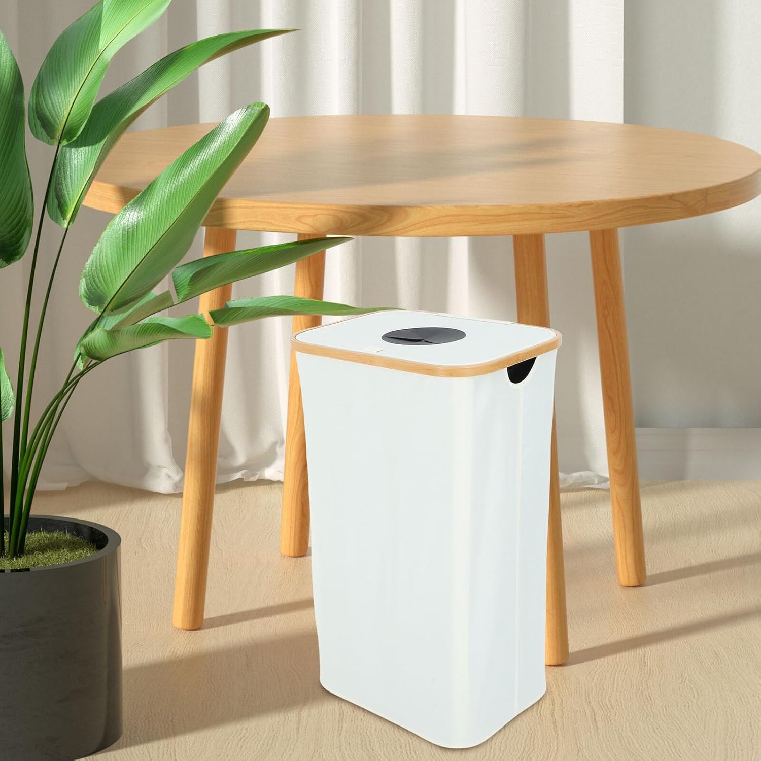Bottle Recycling Bin with Lid 105l Foldable and Oxford Fabric Organizer Removable Inner Bag Indoor Recycling Container for Kitchen and Travel Storage