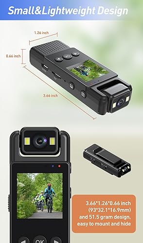 Miniatura 5 de Cámara corporal WiFi Mini cámara oculta con grabación de audio y video, lente giratoria de gran angular de 180, cámara espía de 1.3 pulgadas, cámara