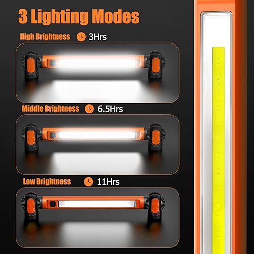 Miniatura 3 de Luz de trabajo, luz de trabajo LED de 3000 lm, luz de trabajo magnética recargable de 5200 mAh, luces de trabajo inalámbricas debajo del capó con