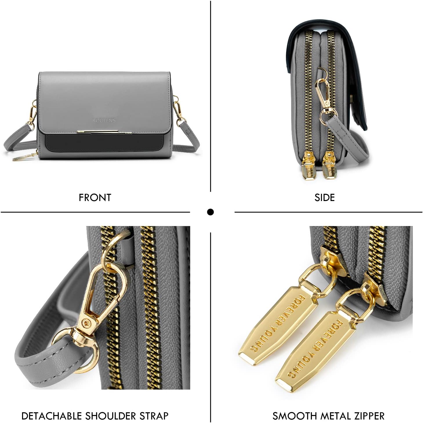 Roulens Small Crossbody Bag for Women,Cell Phone Purse Women's Shoulder Handbags Wallet Purse with Credit Card Slots - Image 2