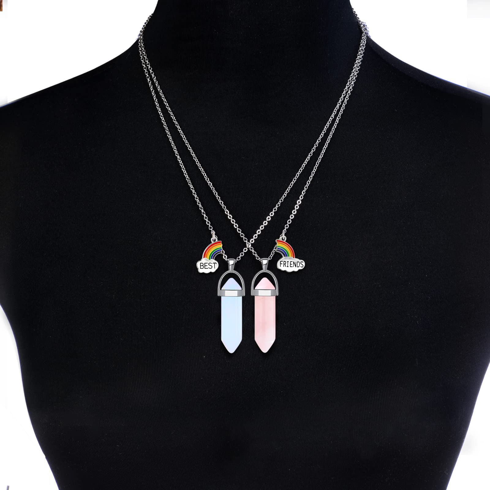 MJartoria Girl's BFF Crystal Charms Best Friend Pendant Friendship Heart Matching Necklace for Couples Gifts, Metal, No Gemstone 3