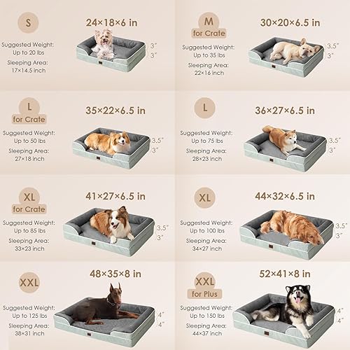 Miniatura 114 de EHEYCIGA – Cama ortopédica mediana impermeable para perros medianos, de espuma viscoelástica tipo caja de huevos, con bordes elevados y base