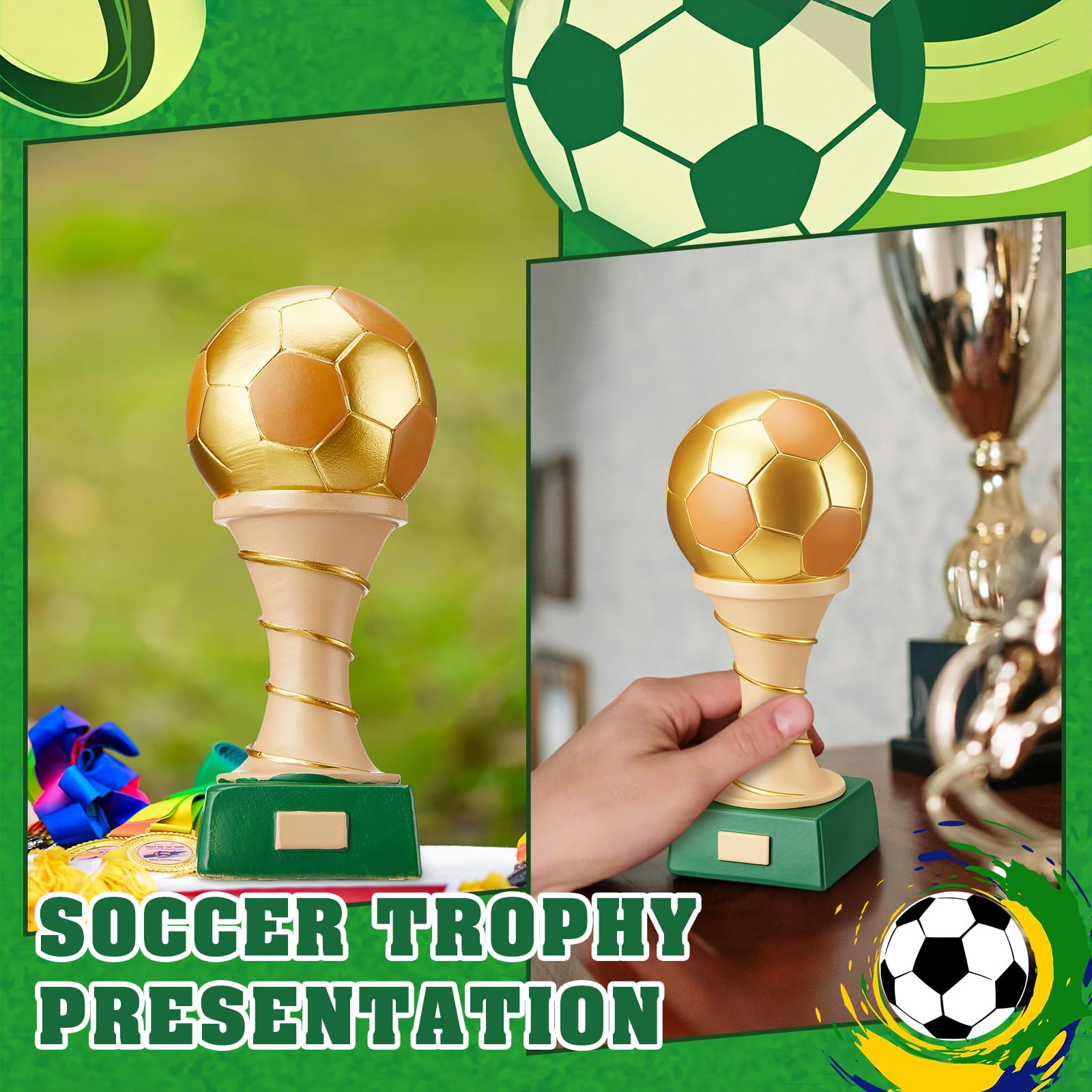 Liliaafar Medallas de fútbol de resina coleccionables para logros deportivos, decoración de escritorio de oficina, caja de trofeos