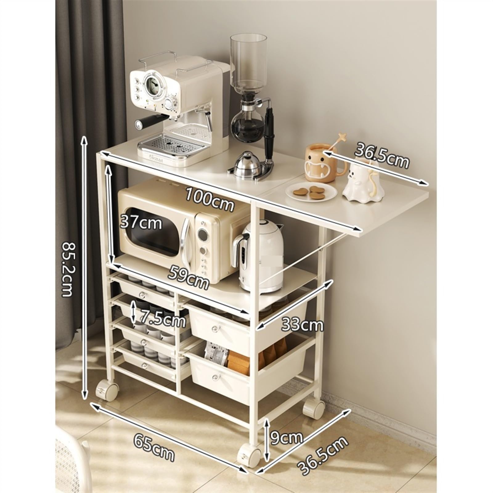 Scaffale da cucina per microonde, armadietto con rotelle, per riporre documenti, macchina da caffè, moderno Aktenschrank per casa e ufficio