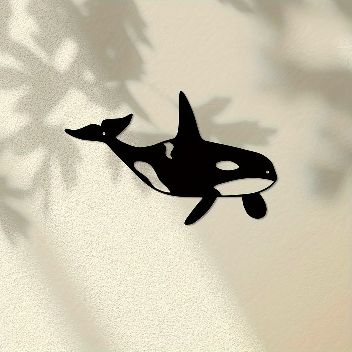 WPCJREU Orca Whale Metal Wall Art,Outdoor Garden Patio Decor, Living Room Balcony Wall Decor, Artistic Home Decoration, Black Metal Wall Decor, Outside Wall Decor, 11.81 * 7.37in