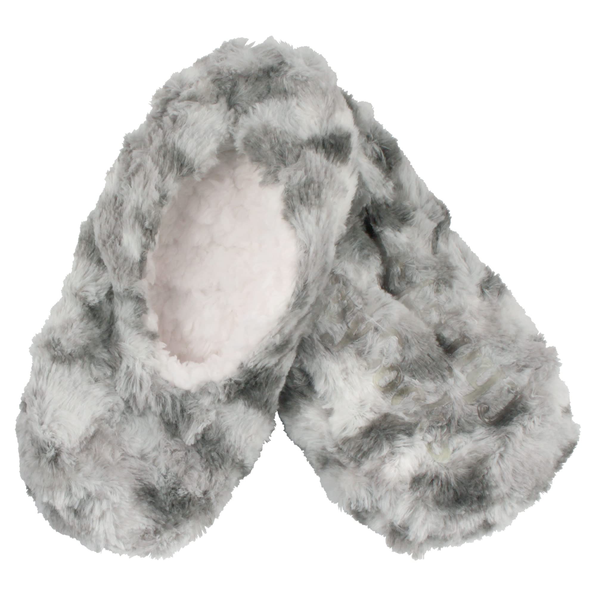 BambooMN Women's Fuzzy Patterned Non-Slip Lined Slippers, Home &amp; Travel