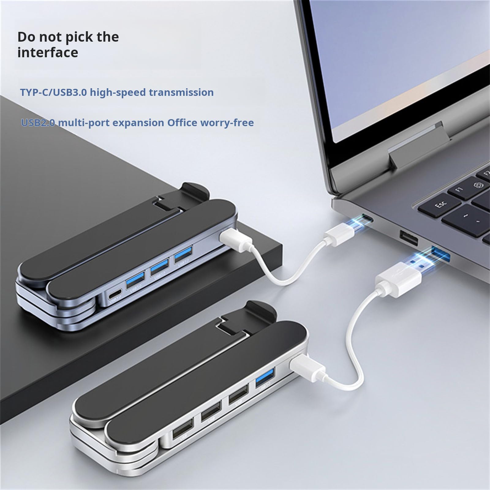 Soporte delgado para ordenador portátil con puertos USB 3.0 y