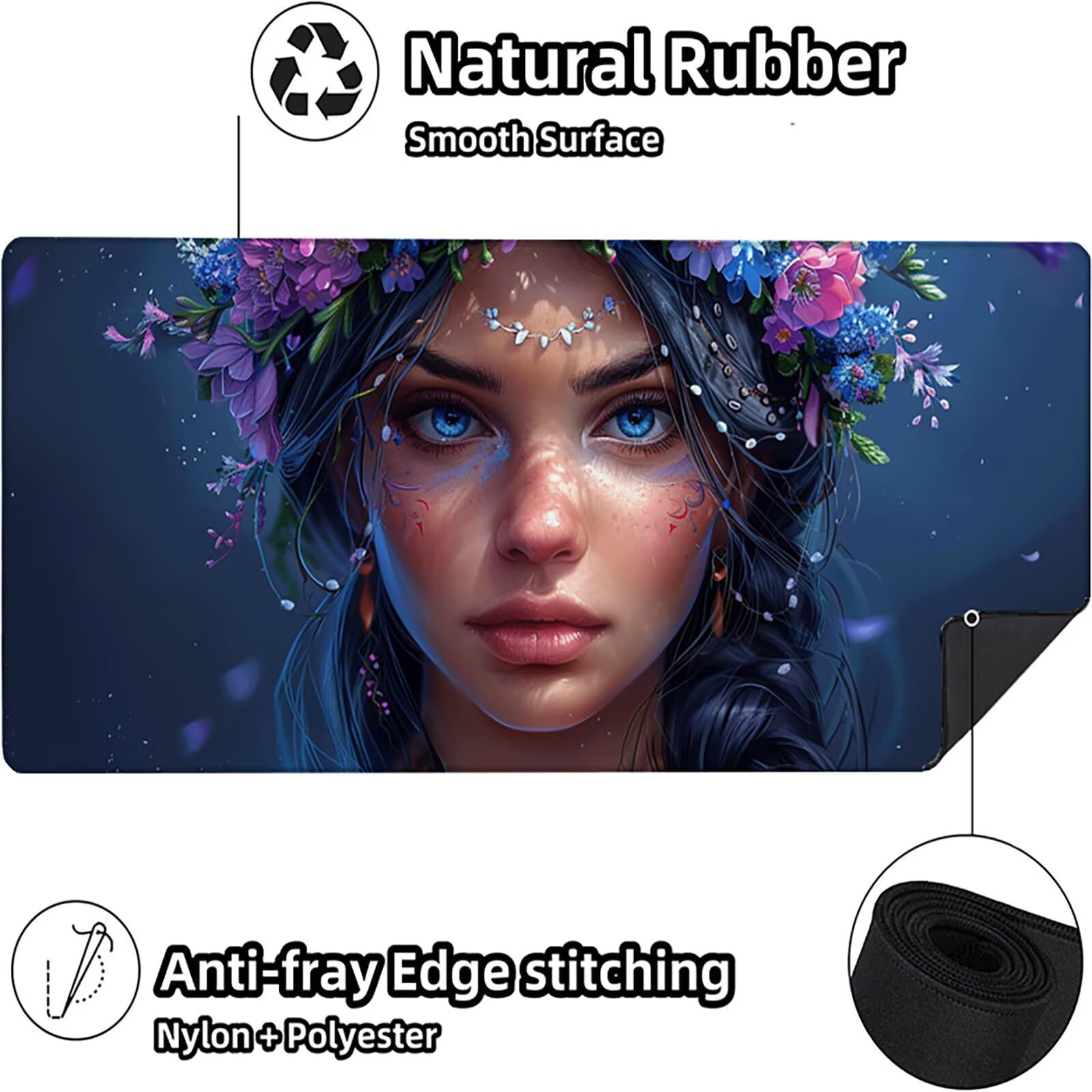 Mujer Alfombrilla Ratón Gaming XXL 1500x800x3mm, Alfombrilla Gaming Azul Mousepad con Base de Goma Antideslizante, Impermeable Desk Mat para Teclado y Raton, Accesorios Gaming, Regalos de Hombre 4-6