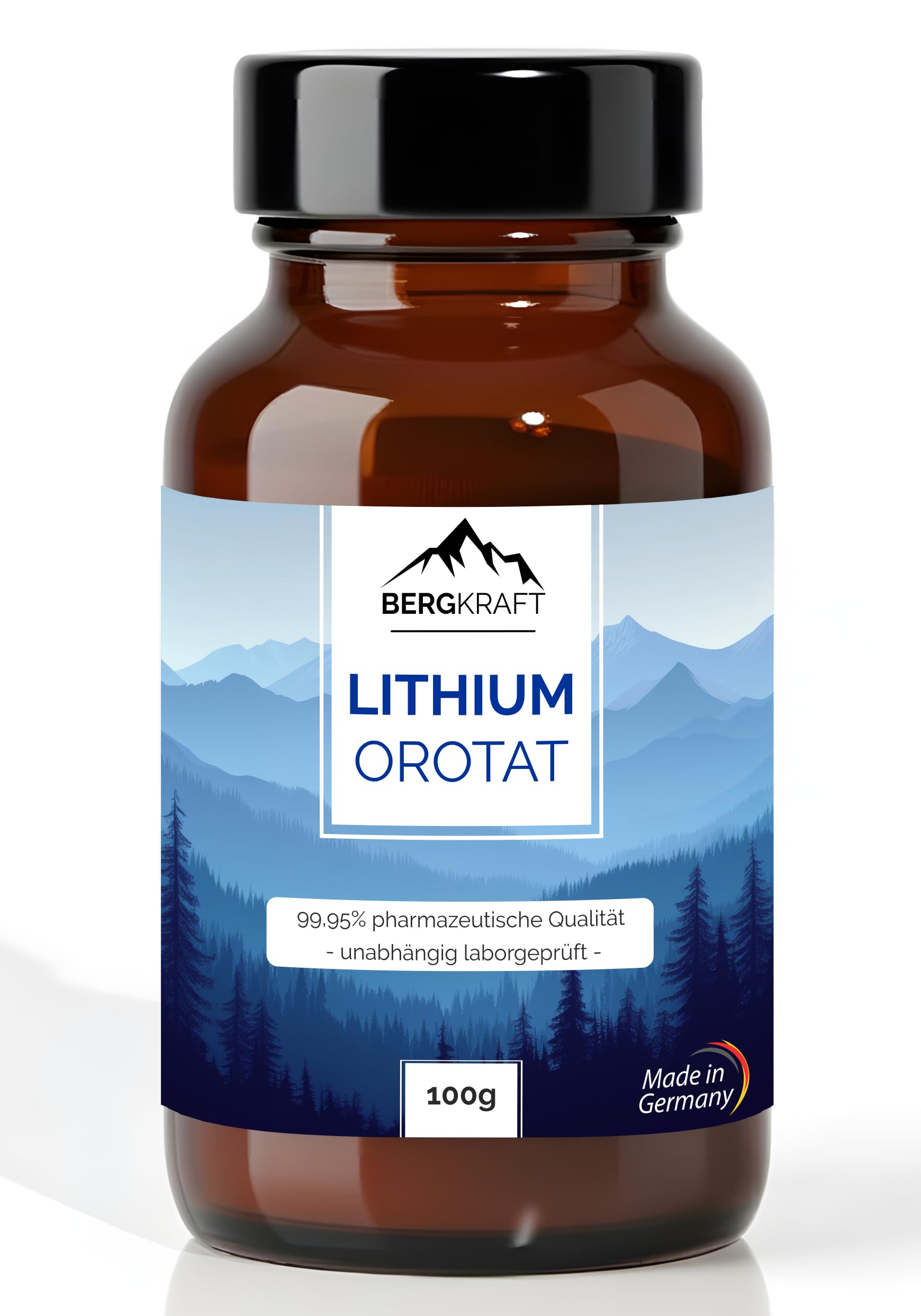 100 g bergkraft High Purity Lithium | Orotate Powder (Orotate) Laboratory Tested | 99.99% - Highest Purity on the Market
