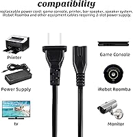 Vista 2 de Evenpop 2 Prong AC Power Cord Cable Compatible with Xbox One SXbox One XXbox Series XS Game Console, for Sony PlayStation PS4 PS3 PS2 SlimPSPPSV