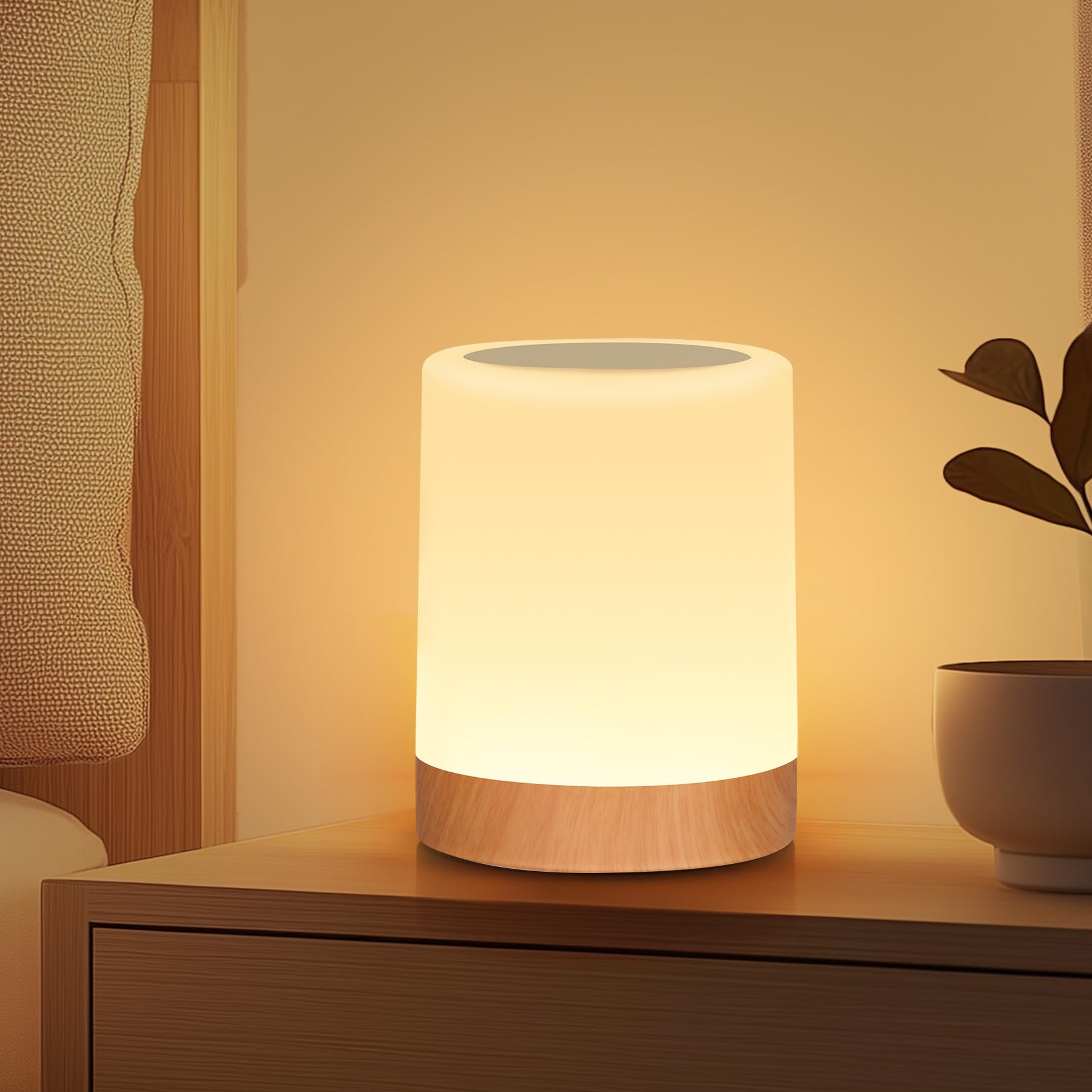 Bonsery LED Nachttischlampe Touch Dimmbar mit 4 Helligkeitsstufen & 4 Modi, Stilllicht Batterie mit RGB Farbwechsel, Tischlampe Kabellos mit Hook & Memory für Schlafzimmer Wohnzimmer Camping