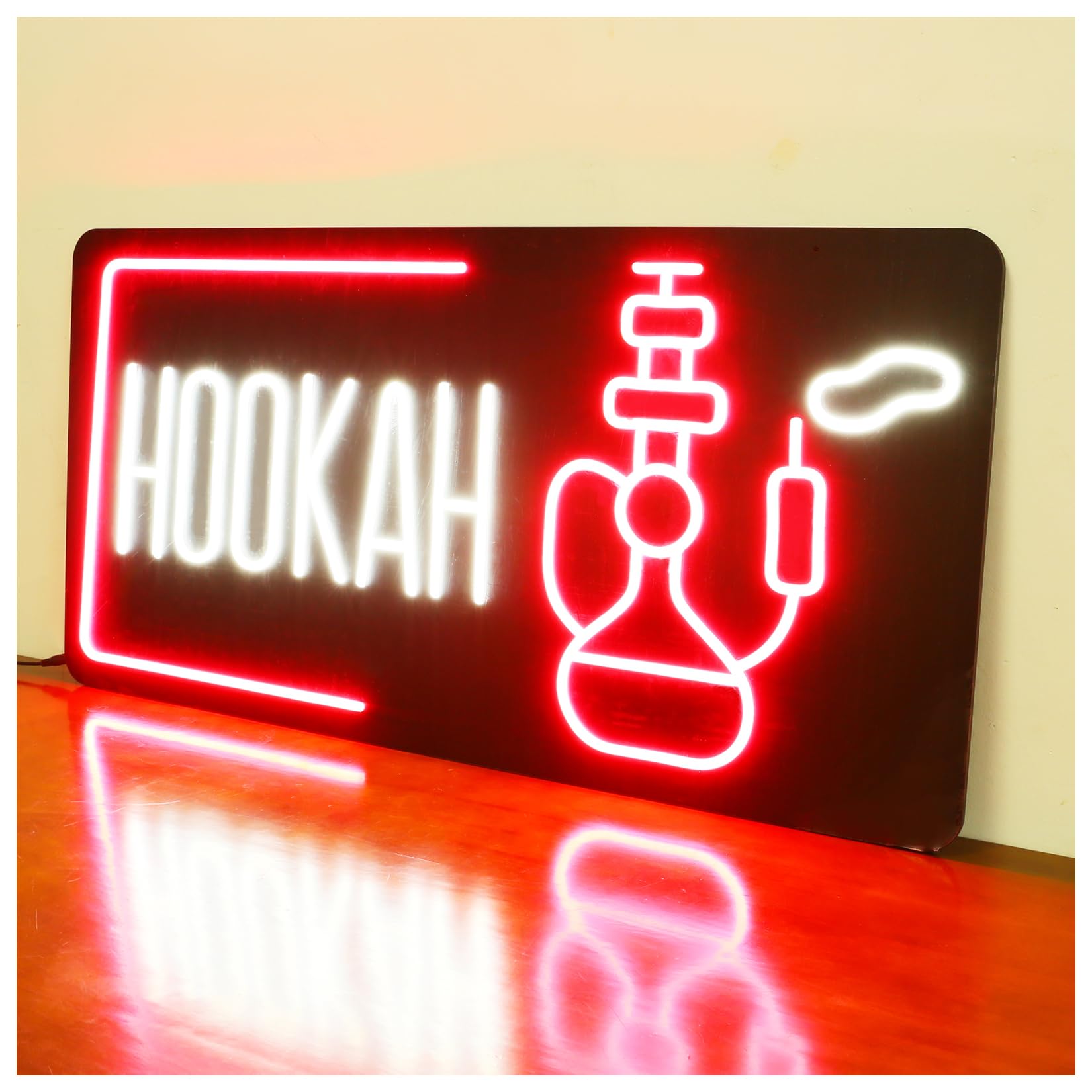 35x18 Extra Large LED HOOKAH Sign for Business Super Bright Unique Design with Sturdy Chain High Visibility for