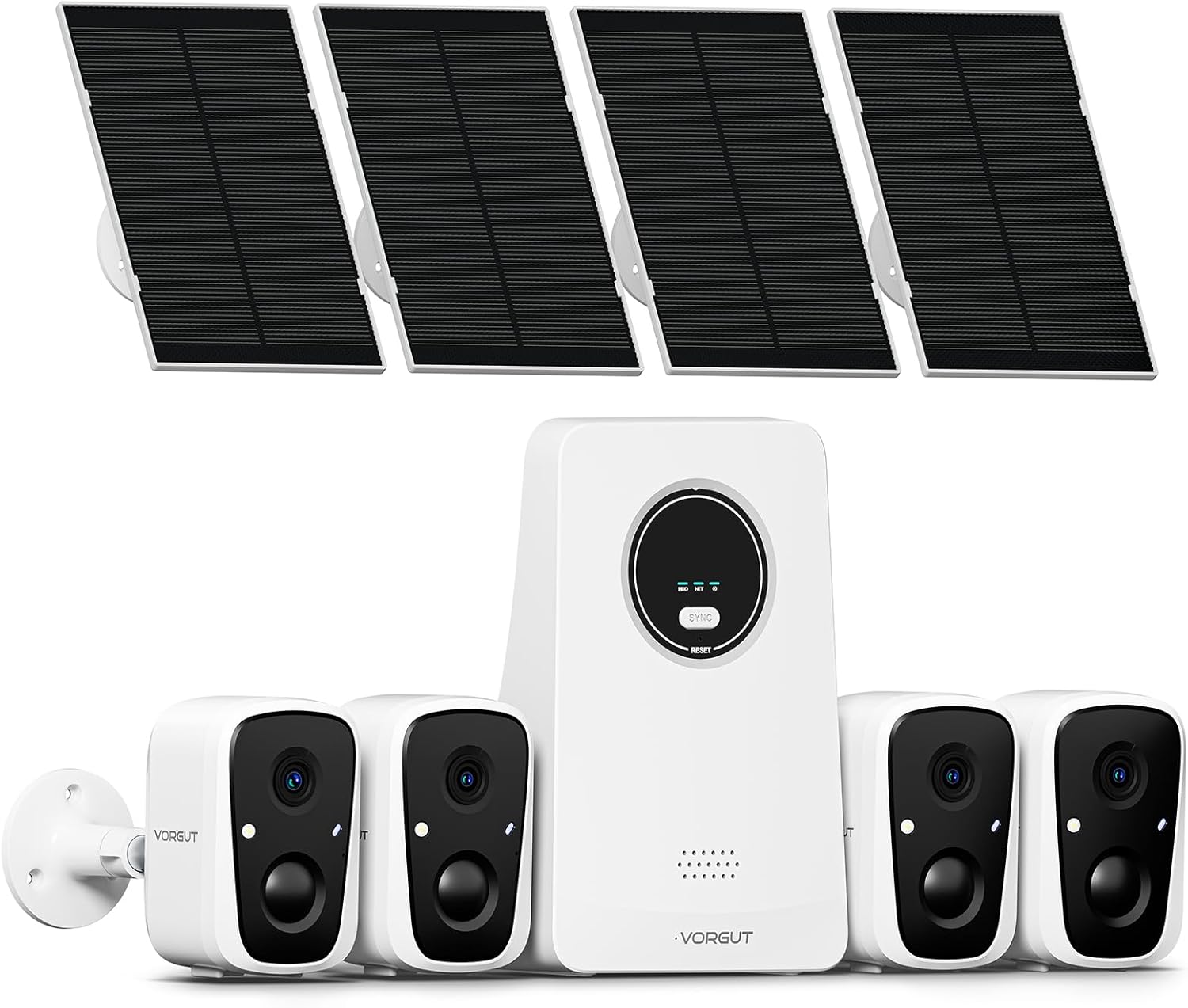 Solar Cameras Wireless Outdoor, 4PCS 4MP Solar Powered Cameras for Home Surveillance Security System, Color Night Vision, 2.4G/5G WiFi 10CH NVR, No Monthly Fee with 128G SD Card