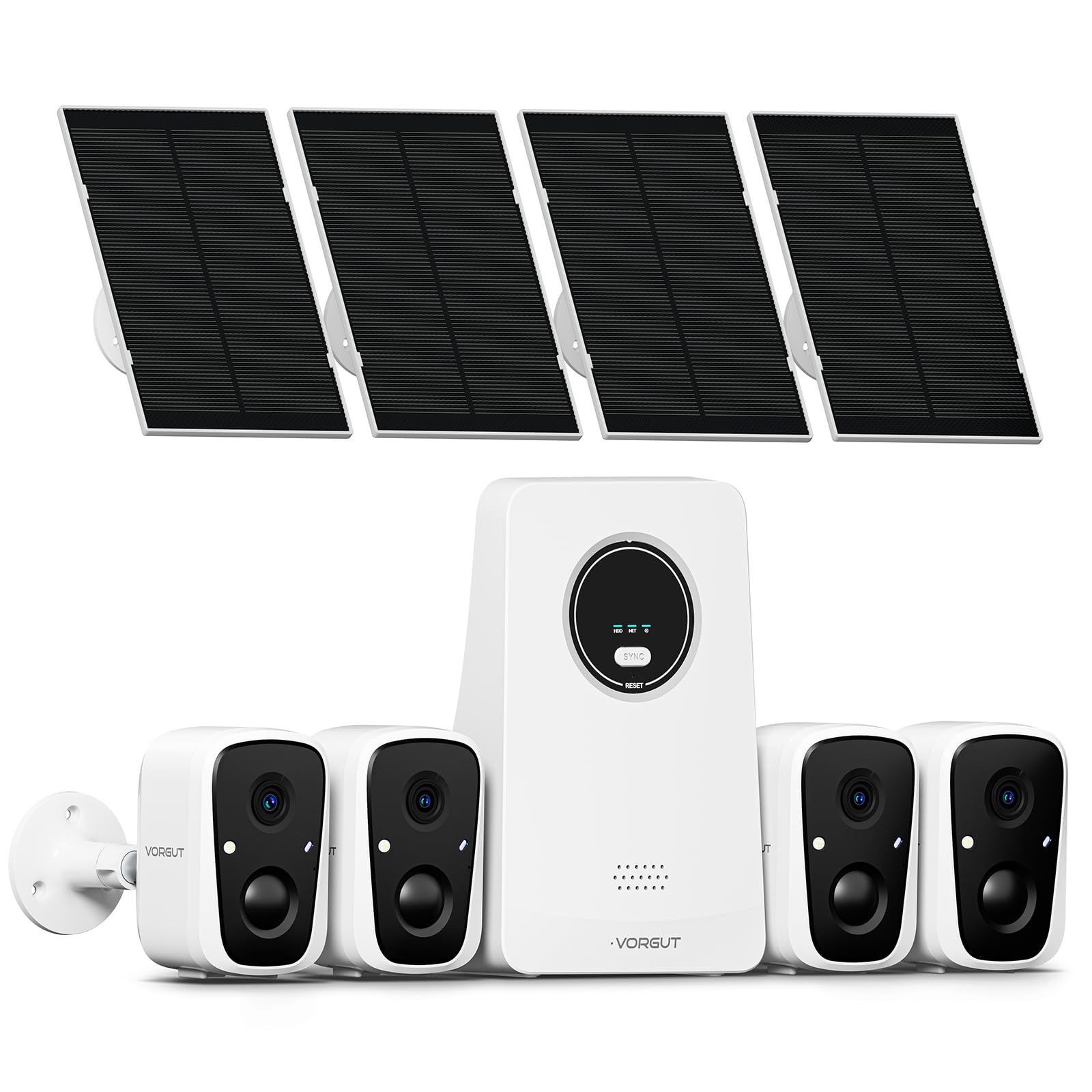 Solar Cameras Wireless Outdoor, 4PCS 4MP Solar Powered Cameras for Home Surveillance Security System, Color Night Vision, 2.4G/5G WiFi 10CH NVR, No Monthly Fee with 128G SD Card