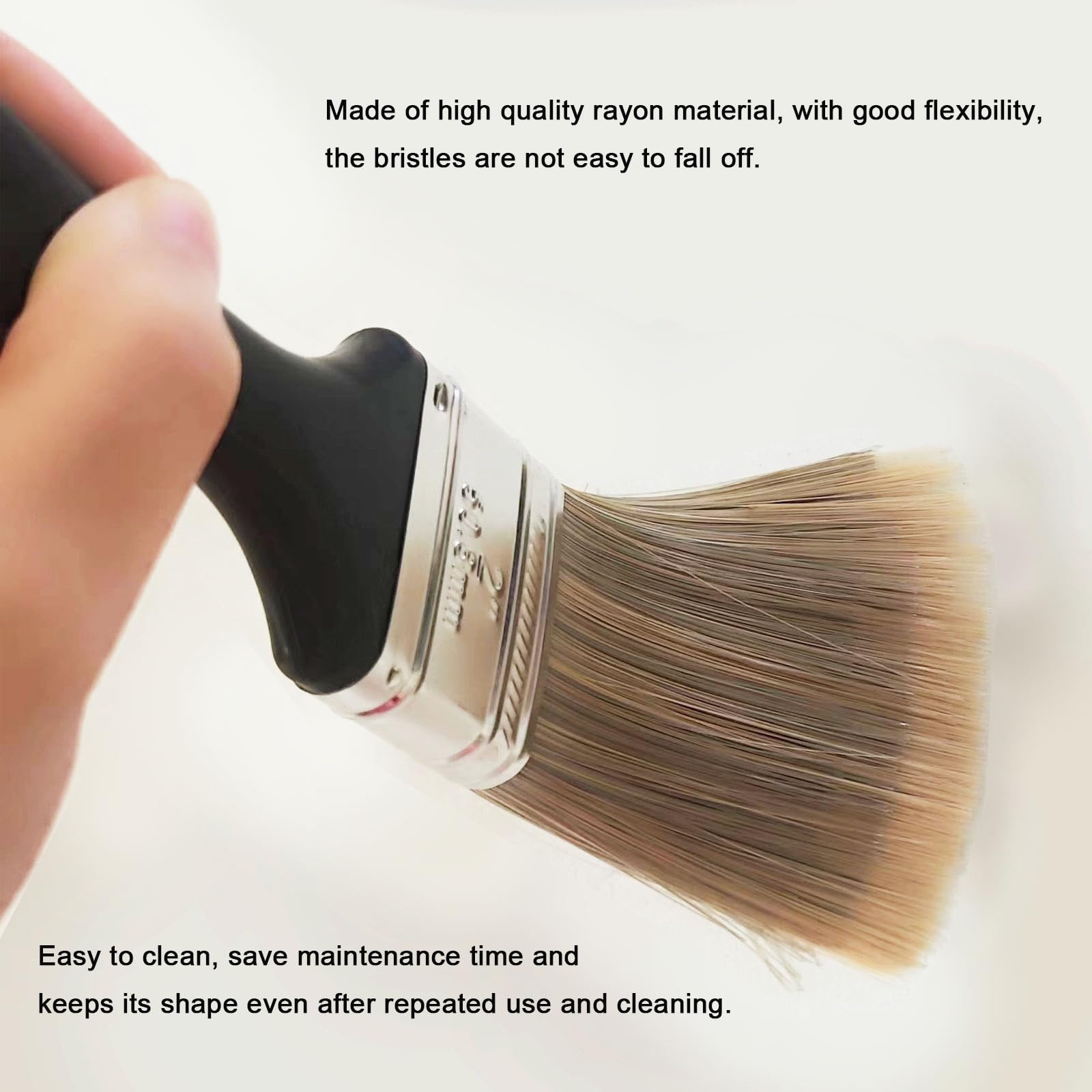 Brocha de pintura de 5 cm, pinceles de pintura para manchas, herramienta plana con mango de plástico tratado para pintar, colorear y manualidades (10 piezas)