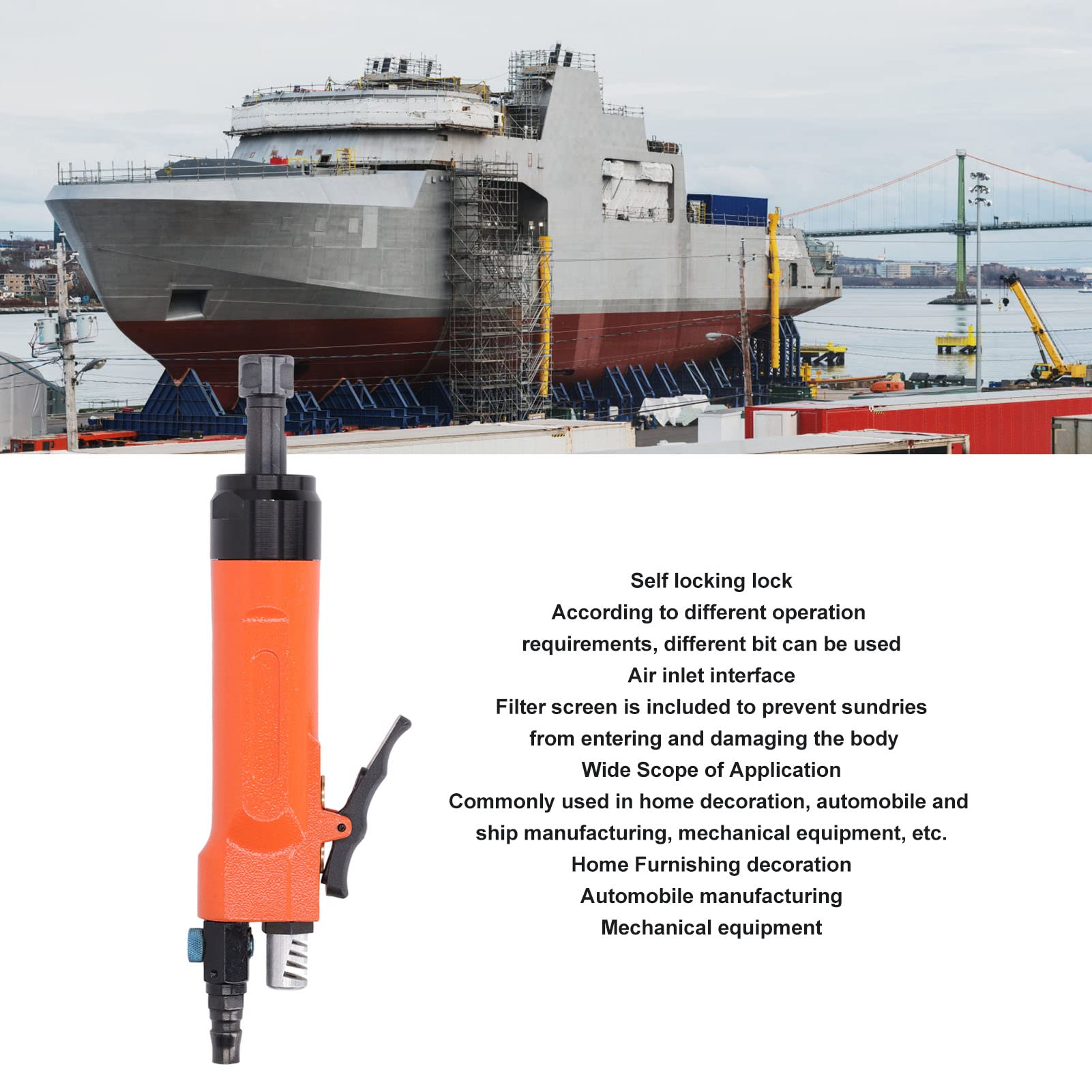 Air die Grinder : 3000Rpm 6mm Precise Collet, Ergonomically Compact Straight Pneumatic Tool, Ideal for Power die Grinders