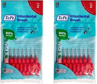 TePe Interdental Brushes 0.5mm Red - 4 Packets of 8 (32 Brushes) by Tepe by TePe