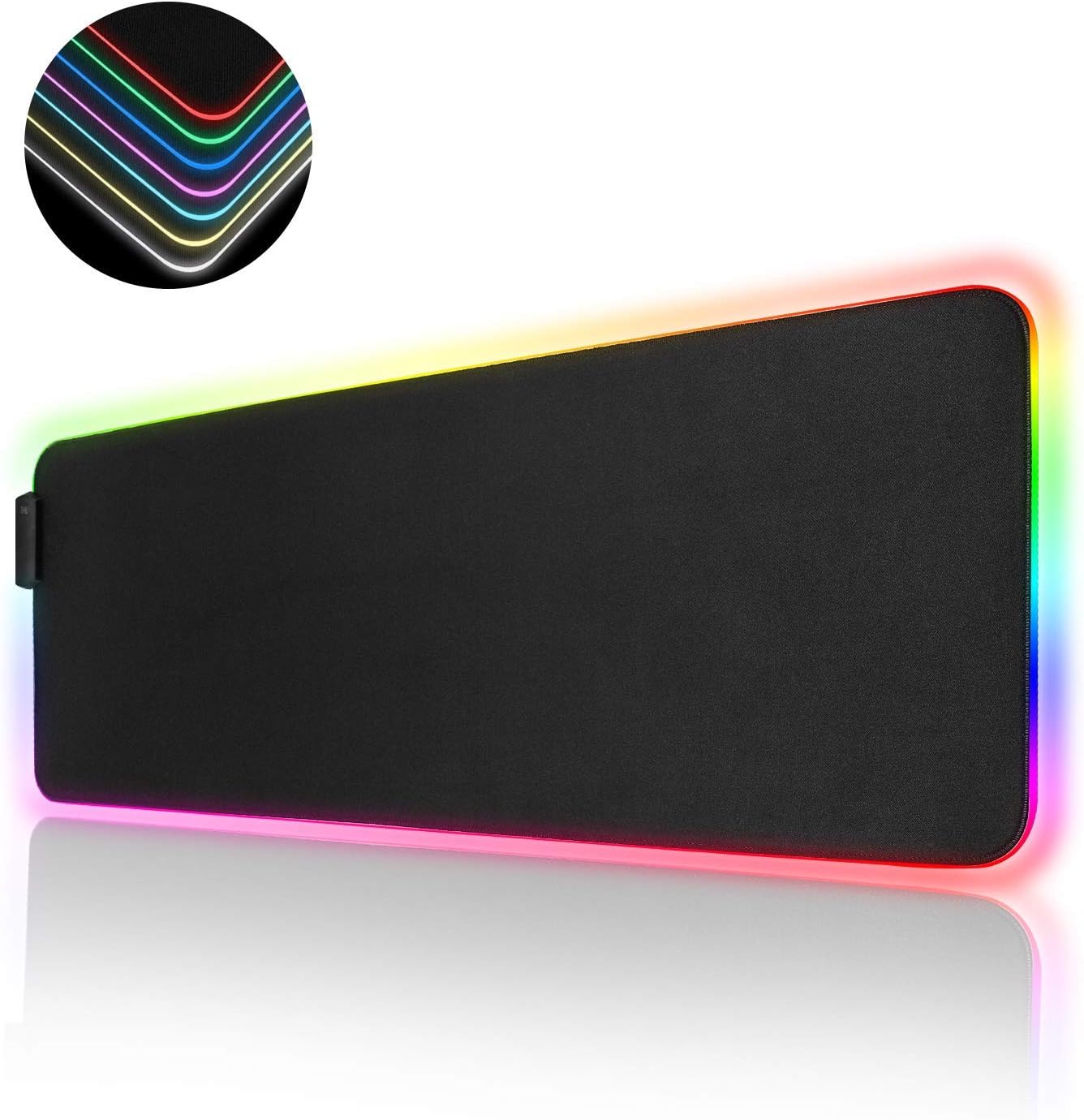 Demlor RGB Large Mouse Pad Soft Gaming Mouse pad, Extended Glowing Mouse Mat, Rubber Base Non-Slip Keyboard Pad Mat, Computer Gaming Desk Keyboard Pad for Pro Gamer