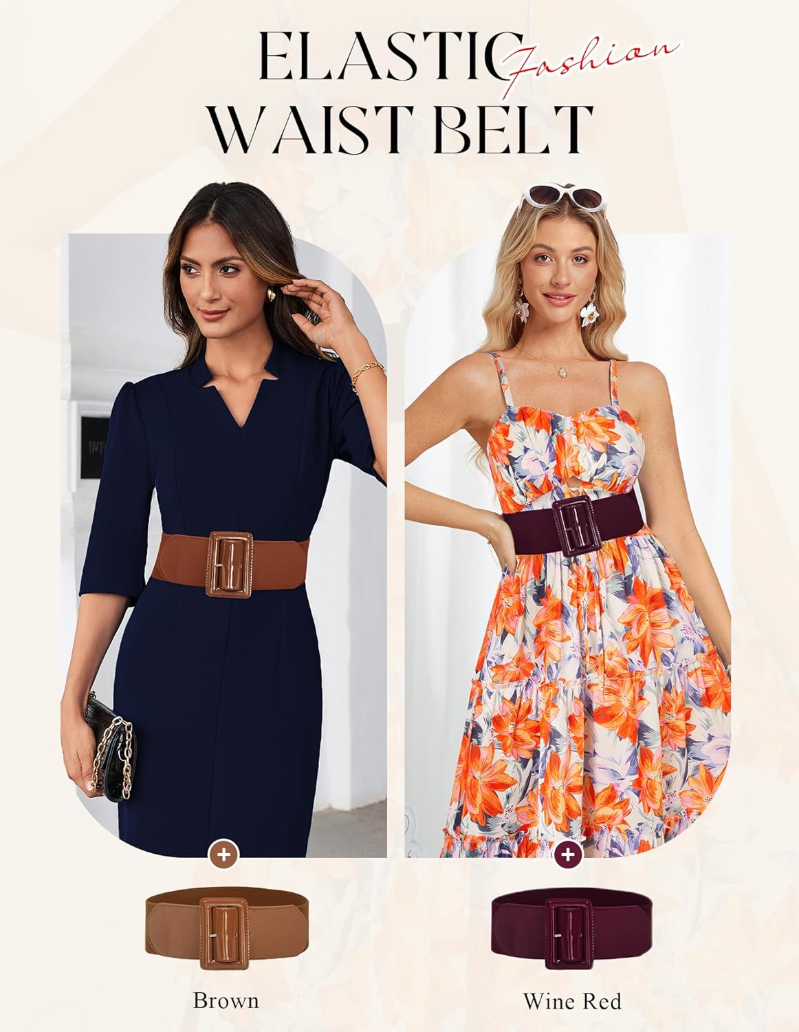 GRACE KARIN Women's Stretchy Belt 1950s 3 Inch Wide Elastic Belts - Image 3