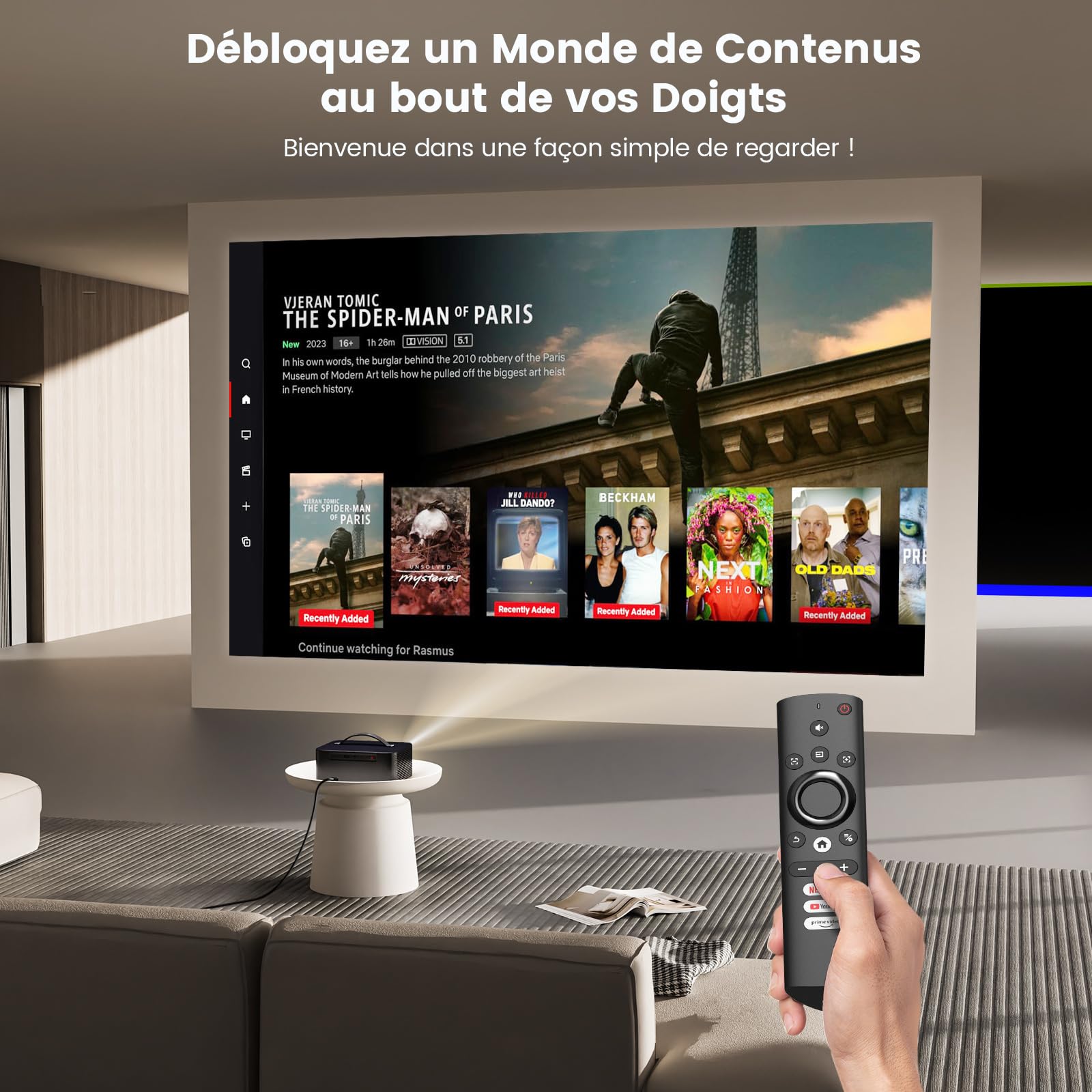 Videoprojecteur-4K Compatible Netflix avec 800+ Apps pour Home Cinéma