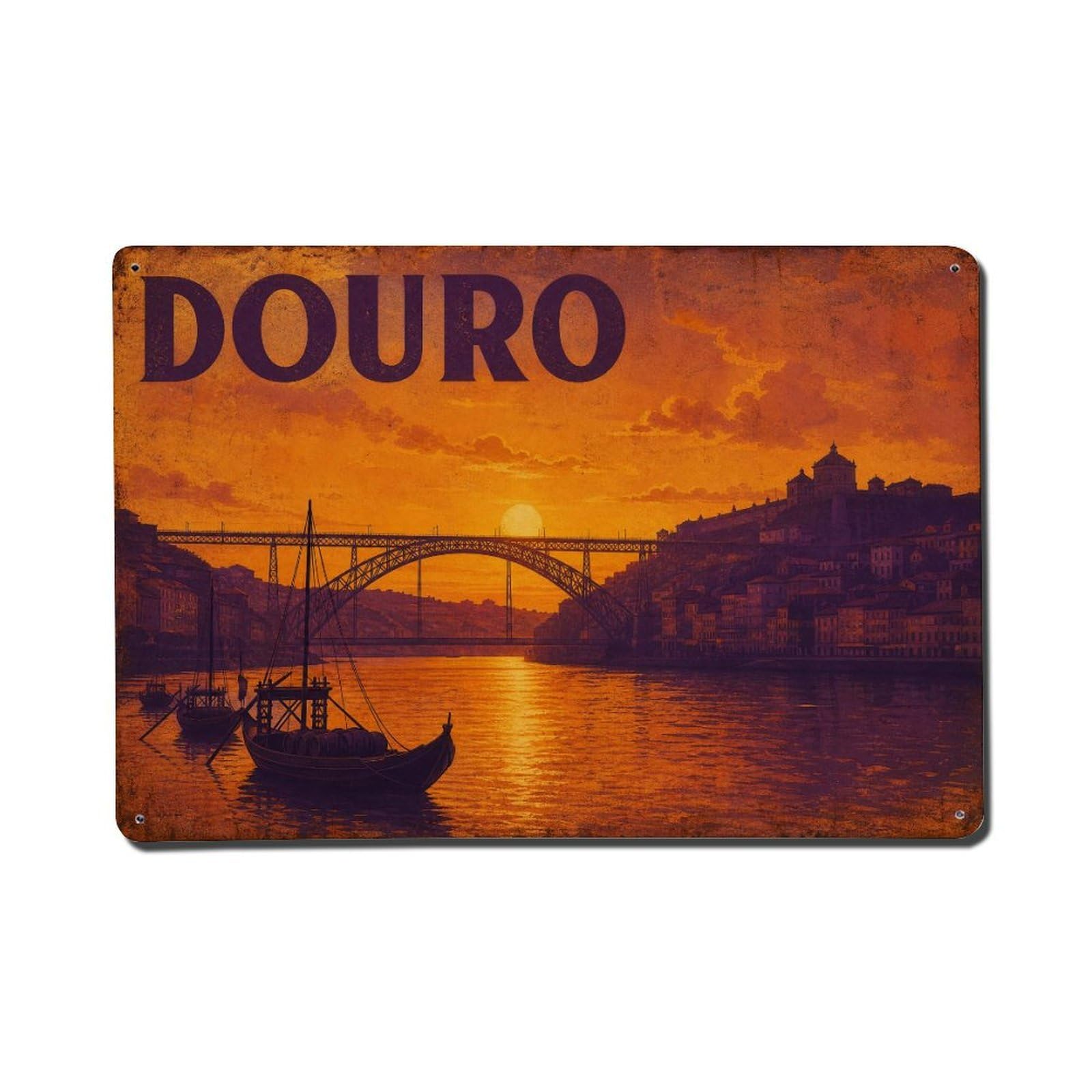 Yrnq 08X12inch Vintage Style Vintage Douro Sunset Golden Light River Portugal Metal Tin Sign