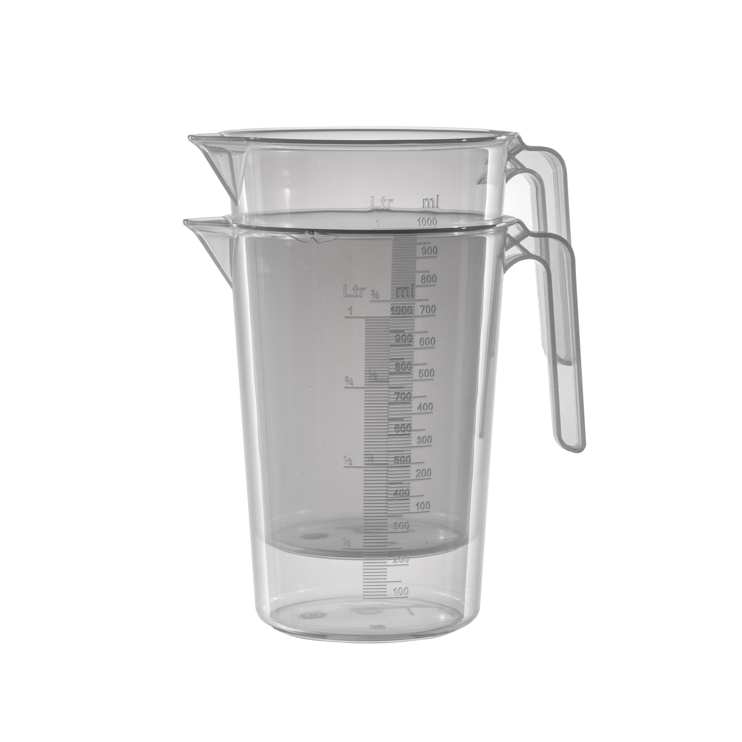 PIAZZA - Jarra graduada profesional de plástico con mango abierto, capacidad 2L, jarra para agua y líquidos alimentarios - Medidor graduado para pesar alimentos con báscula de cocina, fabricada en